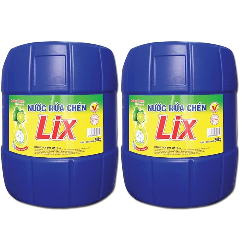  Đại lý Nước rửa chén Lix siêu sạch hương chanh bộ 2 can x 20 kg 