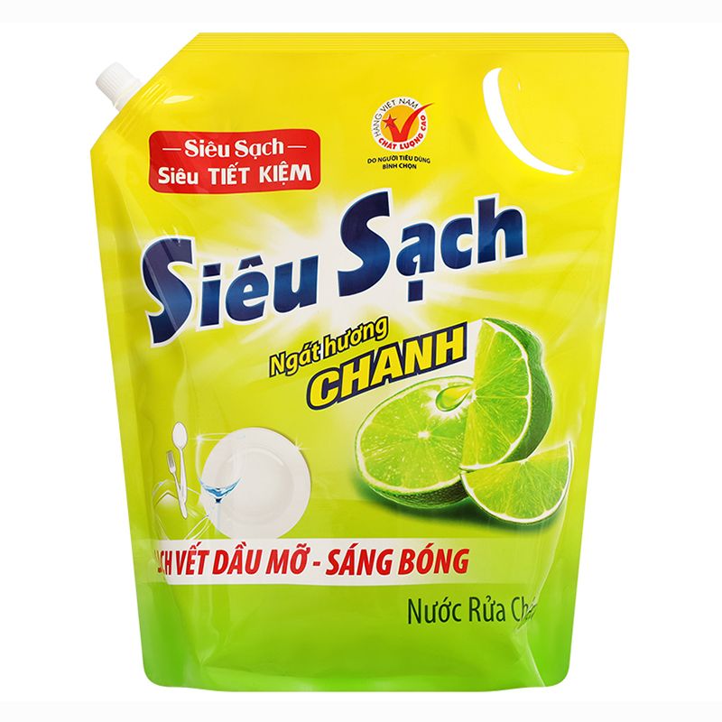  Nước rửa chén Lix siêu sạch hương chanh túi 3.43 lít 