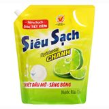  Nước rửa chén Lix siêu sạch hương chanh thùng 4 túi x 3.43 lít 