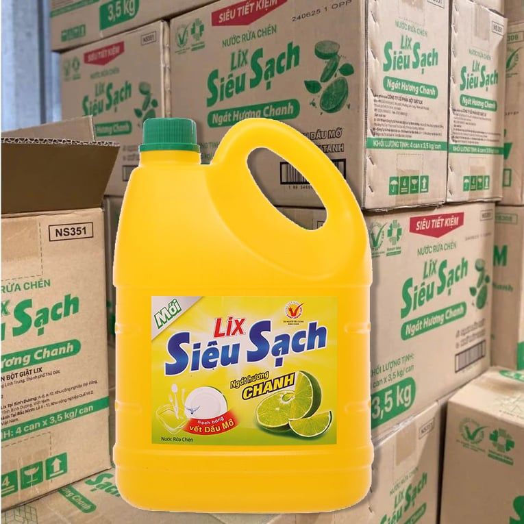  Nước rửa chén Lix siêu sạch hương chanh can 3,6 kg 