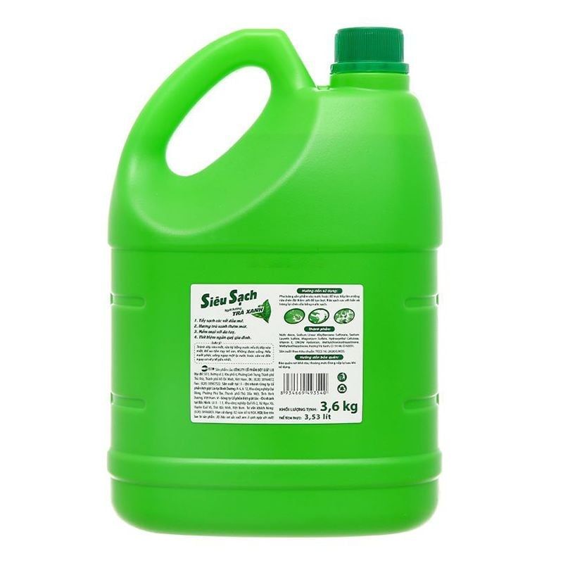  Nước rửa chén Lix siêu sạch hương trà xanh thùng 4 can x 3,6 kg 
