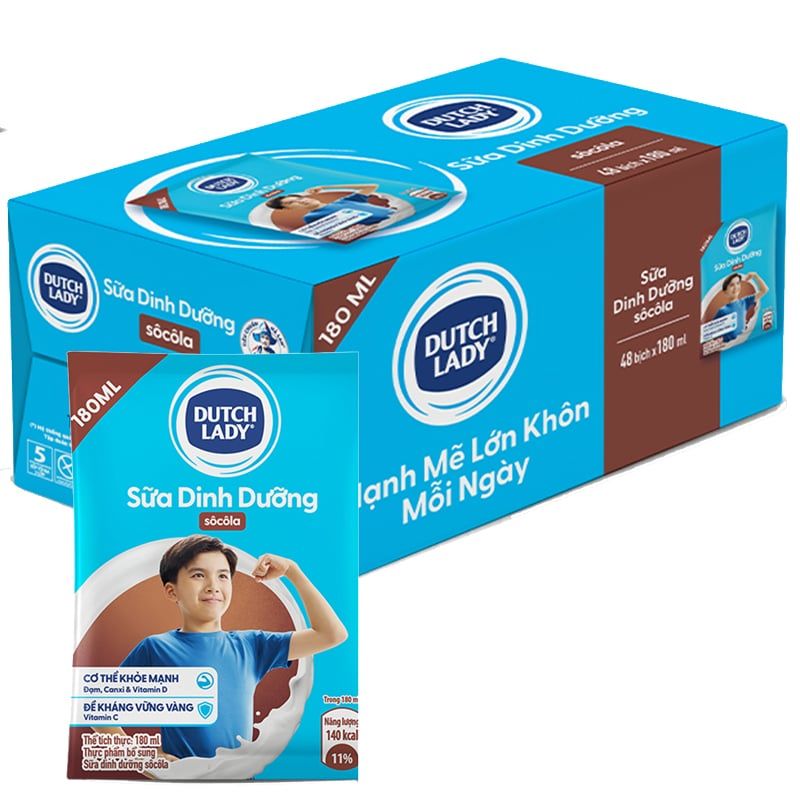  Sữa dinh dưỡng hương socola Dutch Lady bịch 180ml 
