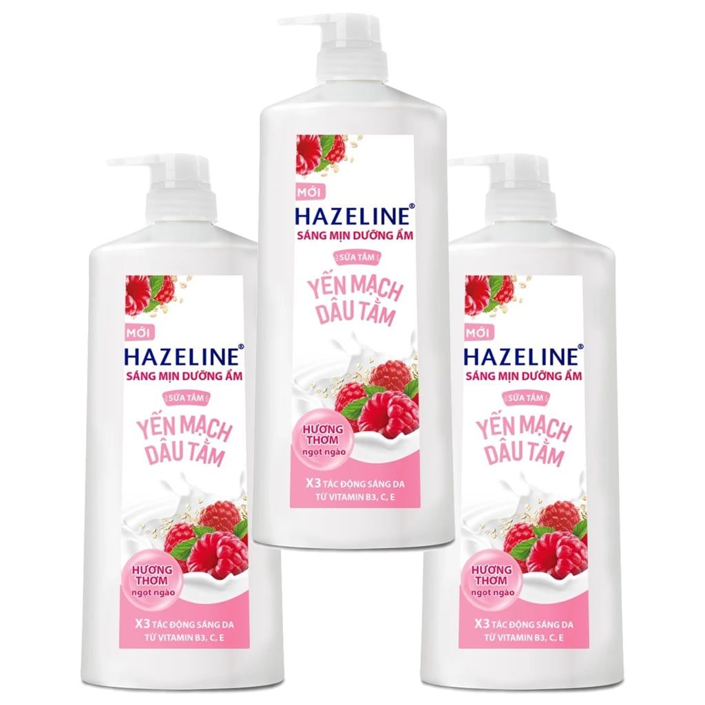  Sữa tắm dưỡng sáng Hazeline yến mạch dâu tằm thùng 12 chai x 1 lít 