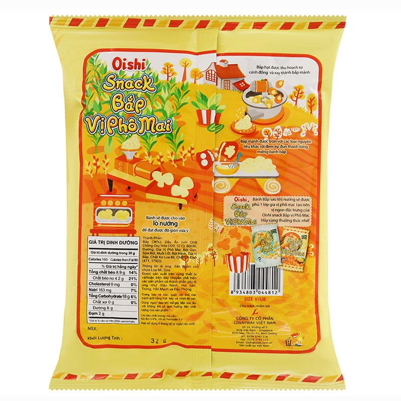  Snack bắp vị phô mai Oishi gói 32g 