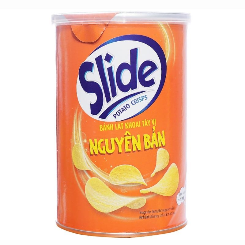  Snack khoai tây Slide vị tự nhiên thùng 28 lon x 60g 