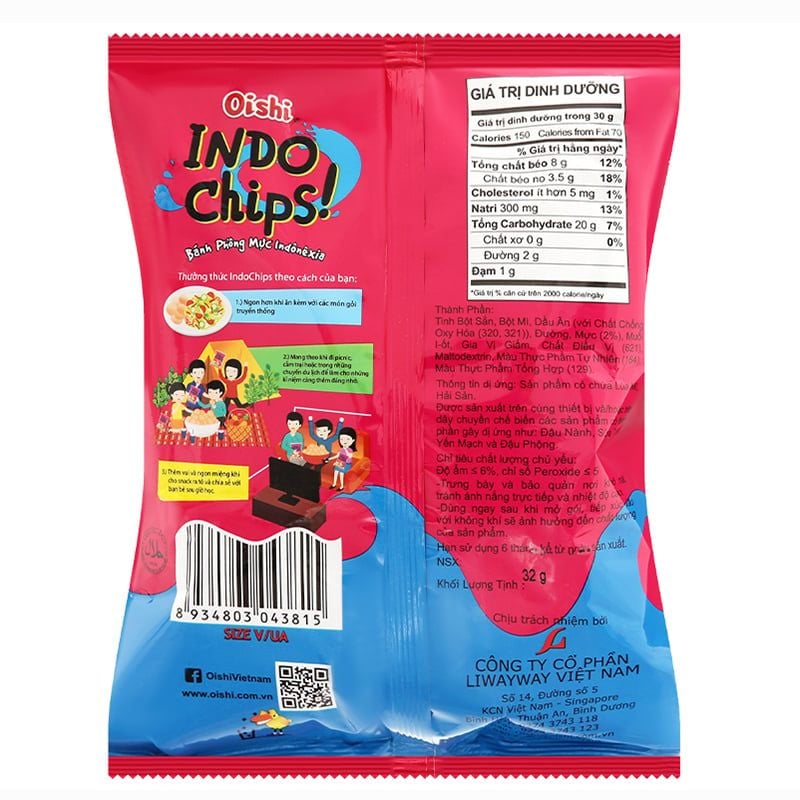  Snack phồng mực Oishi Indo Chips gói 32g 