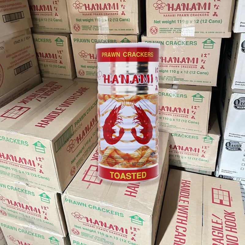  Snack tôm Thái Hanami thùng 12 lon x 110g 
