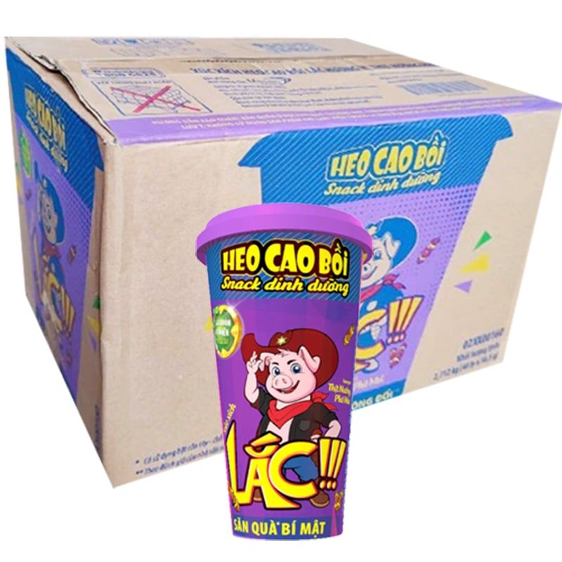  Xúc xích lắc xốt vị trứng muối cay Heo Cao Bồi thùng 48 ly x 72g 
