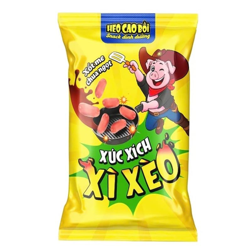  Xúc Xích Xì Xèo Heo Cao Bồi Sốt Me Chua Ngọt hộp 10 gói x 38g 