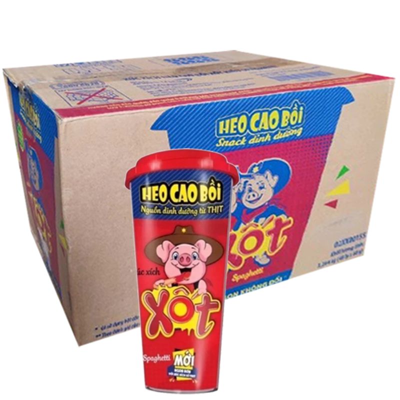  Xúc xích xốt Spaghetti kiểu Ý Heo Cao Bồi thùng 48 ly x 60g 