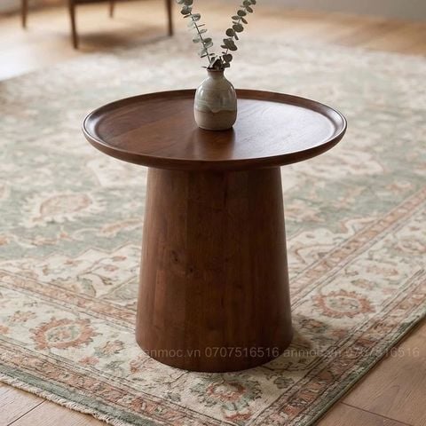  Bàn Trà Chân Trụ Mặt Lõm Gỗ Ash 