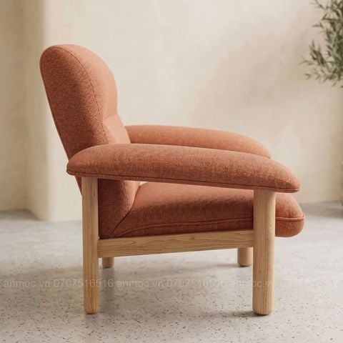  Sofa Đơn Lounge Cao Cấp Chân Gỗ Tần Bì 