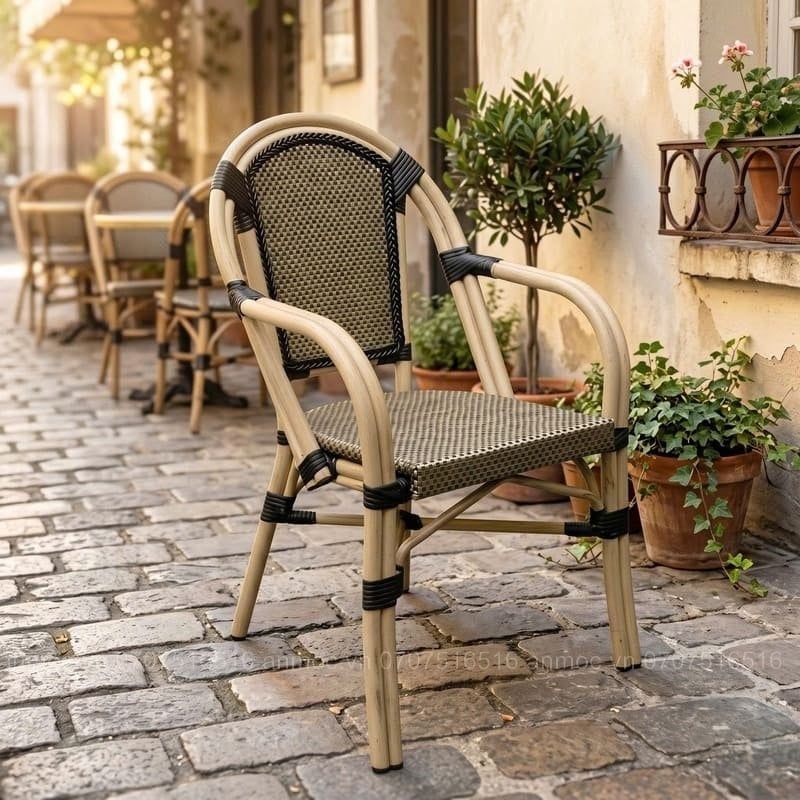 Ghế Cafe Ngoài Trời Khung Nhôm Giả Mây AM-GC081