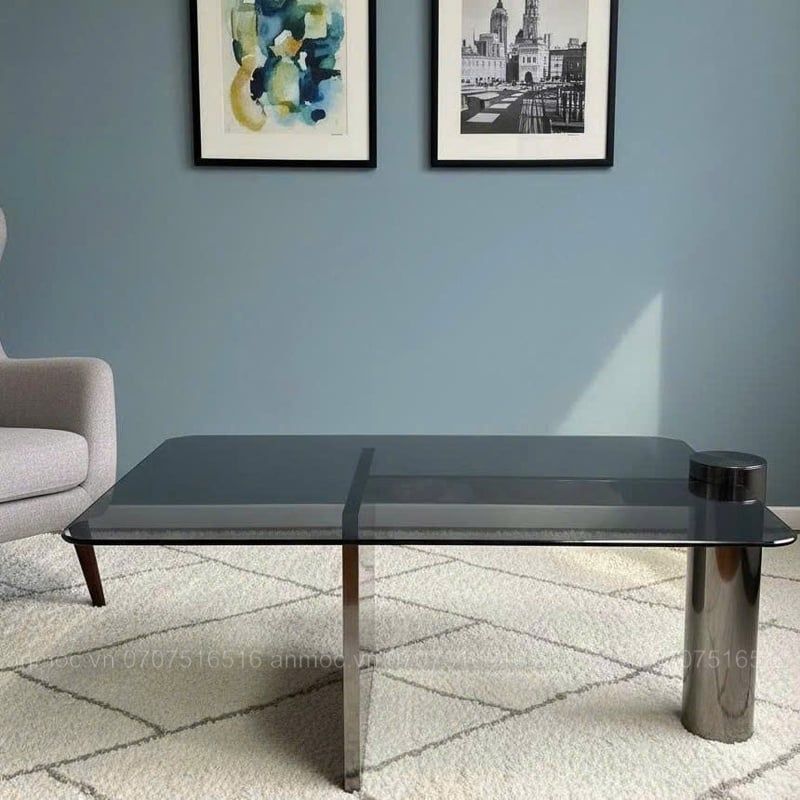 Bàn Sofa Chân Inox Mạ Mặt Kính