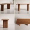 Bàn Ăn Chữ Nhật Chân Trụ Oval Hiện Đại