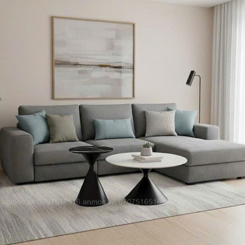 Set Bàn Trà Chân Sắt Mặt Đá