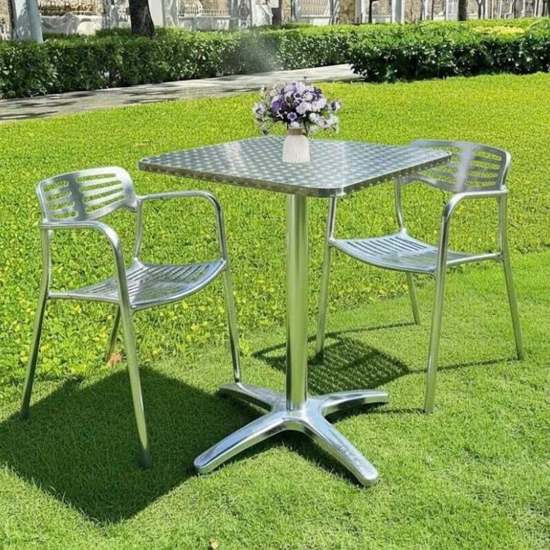 Bộ Bàn Vuông Nhôm 2 Ghế