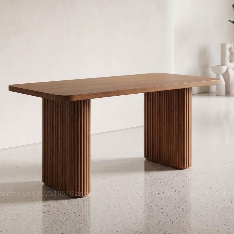 Bàn Ăn Chữ Nhật Chân Trụ Oval Hiện Đại
