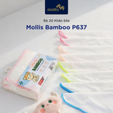  Bộ 20 Khăn Mặt Sữa Cao Cấp Mollis Bamboo Sợi Tre Mềm Mịn Thấm Hút Tốt Nhanh Khô An Toàn Cho Làn Da Em Bé Phù Hợp Cho Trẻ Sơ Sinh P637 