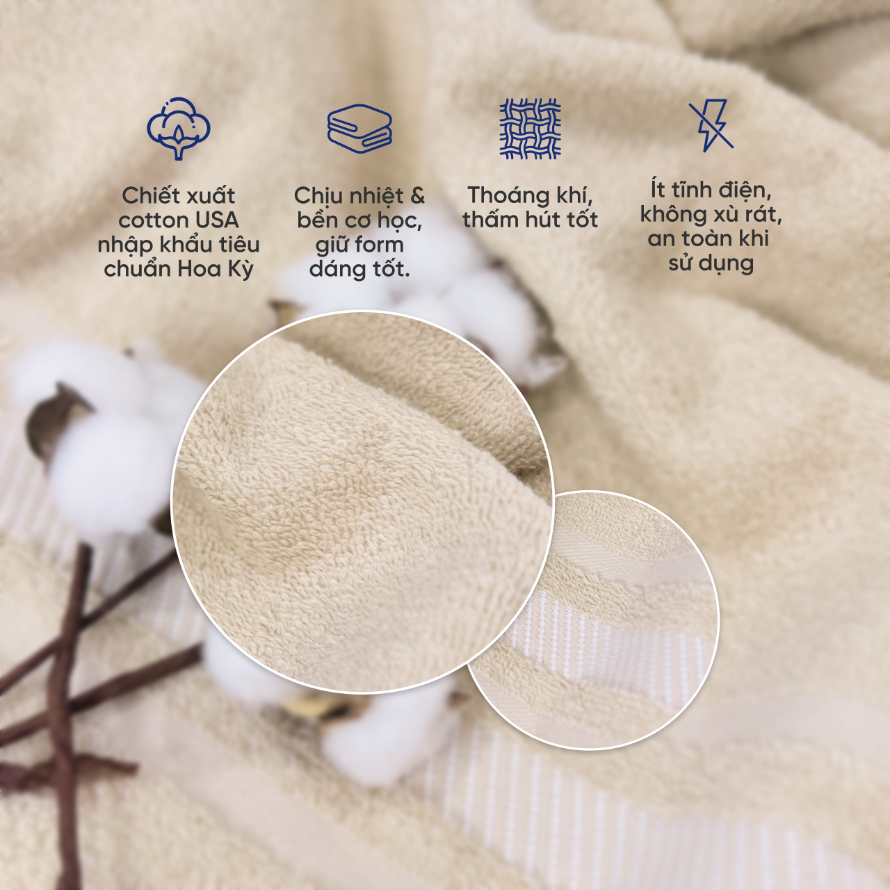  Khăn Tắm, Khăn Gội/Mặt, Khăn Tay BELLETO Cotton USA Siêu Thấm Hút & Mềm Mịn, Khô Nhanh Đi Du Lịch, Spa, Gym, Thể Thao BH1T- BH8S-FH8S-HH8S 