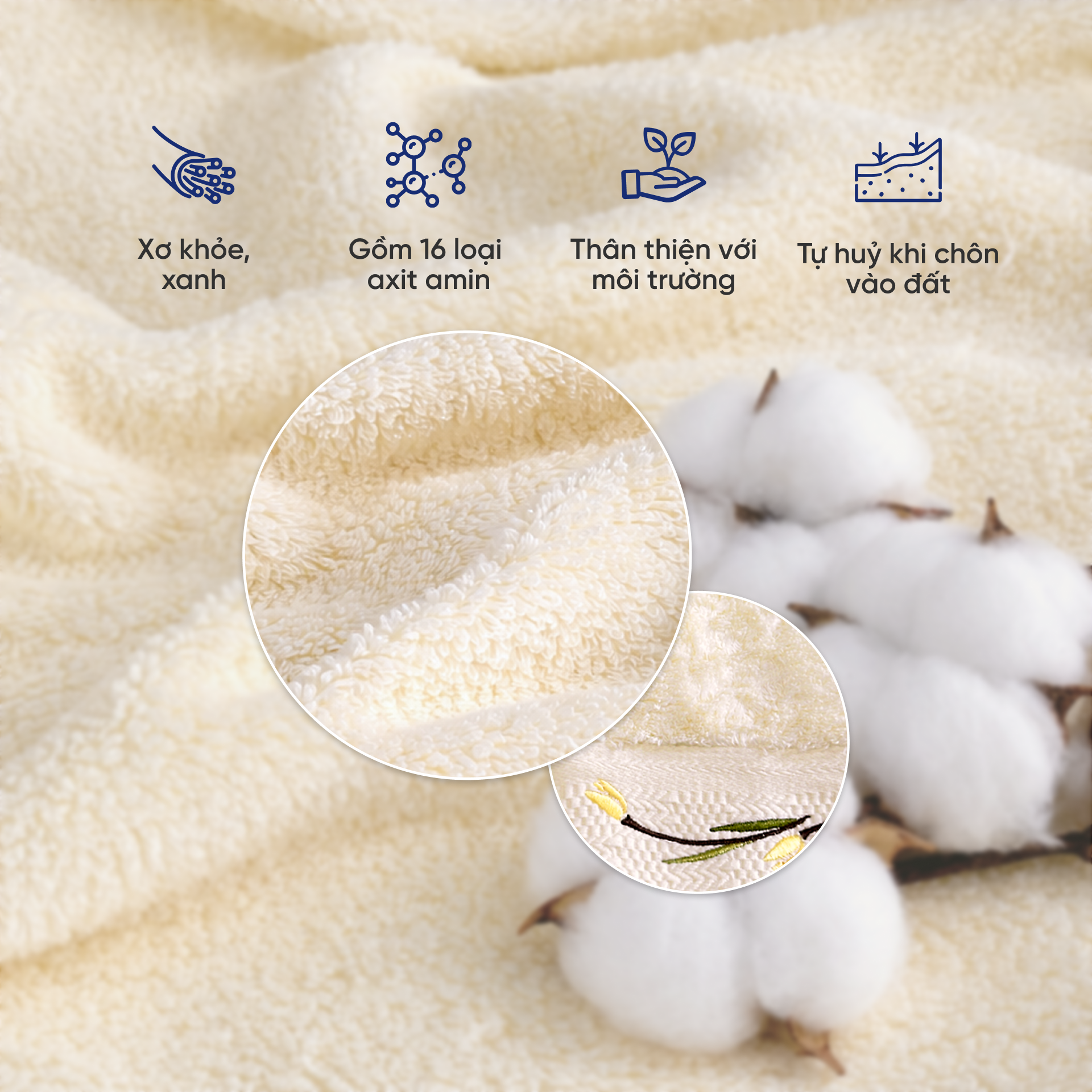  Combo 3 Khăn Gội/Mặt Mollis Soybean 34x80cm Khăn Cao Cấp Sợi Đậu Nành Nuôi Dưỡng Làn Da Mịn Thoáng Thấm Hút Không Xù Đổ Lông FMD4 - PH34 