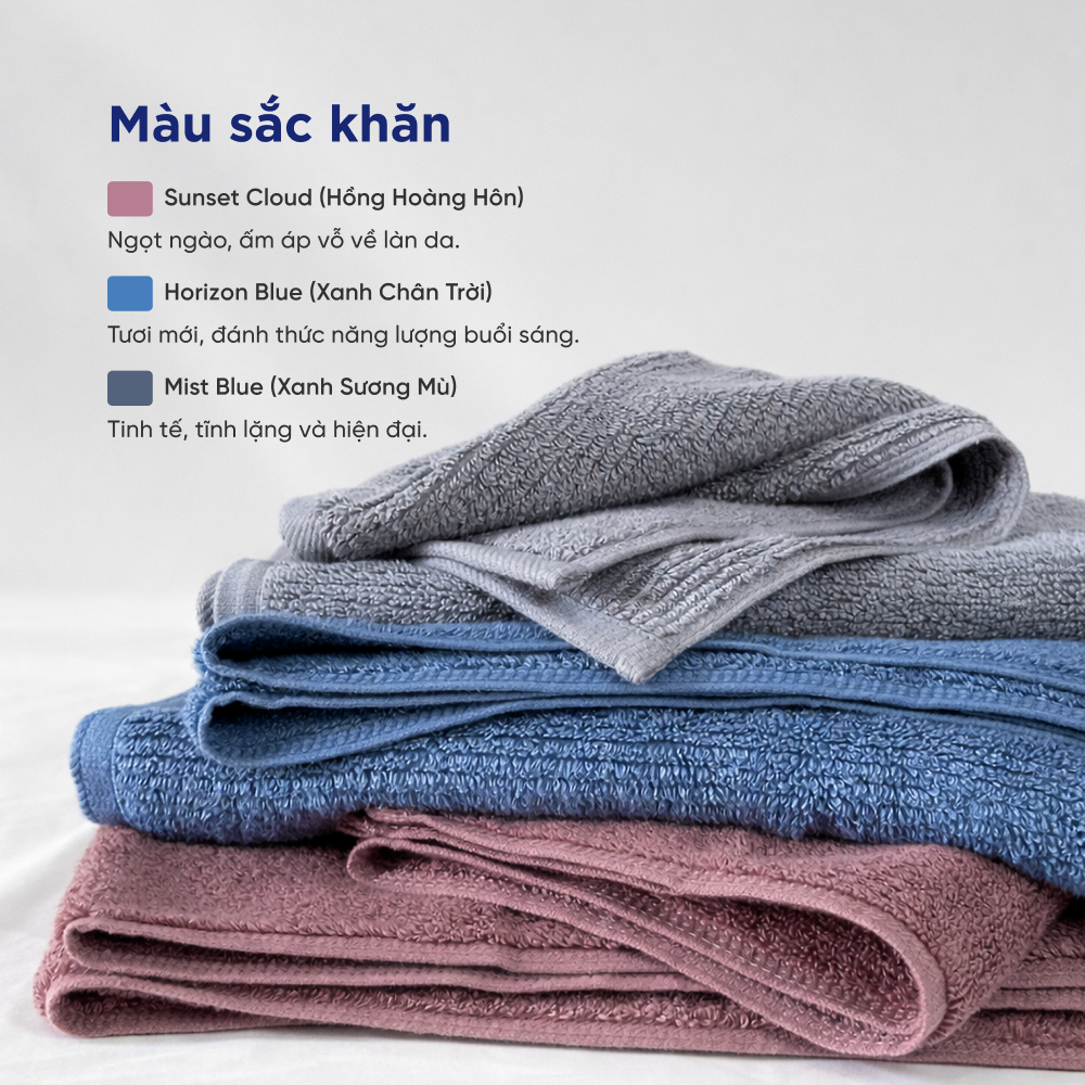  Khăn Tắm, Khăn Gội/Mặt, Khăn Tay Mollis cao cấp sợi Air Soft Yarn ít rụng bông, mềm mại thấm hút tốt khô nhanh vượt trội cho người lớn, phù hợp cho thể thao, gội đầu quấn đầu, du lịch 