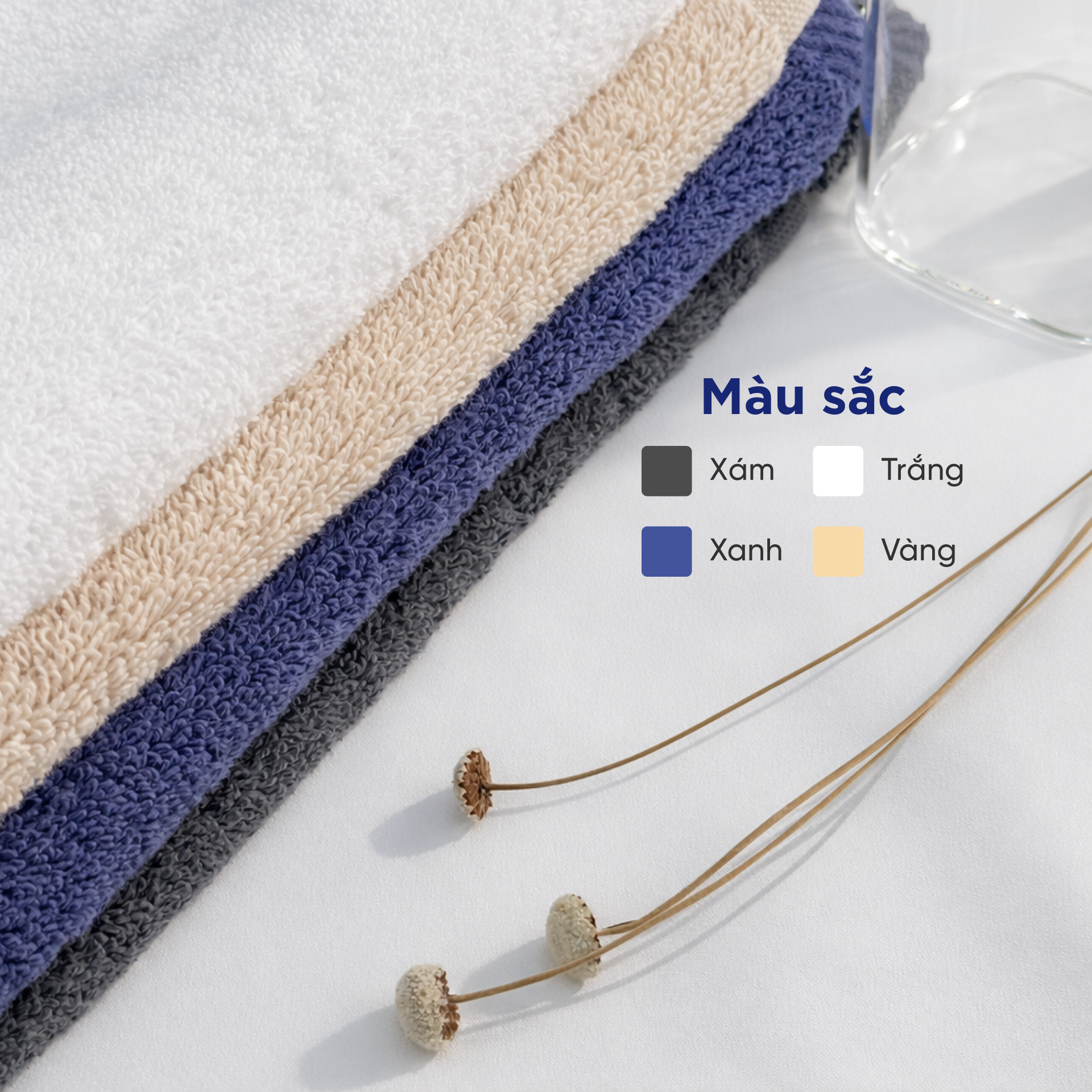  Bộ 3 Khăn Gồm Khăn Tắm, Khăn Gội/Mặt, Khăn Tay Mollis Sợi Smart Yarn Mềm Mại Xốp Nhẹ Ít Xơ Bông, Siêu Thấm Hút Giữ Form Sau Nhiều Lần Giặt, Phù Hợp Cho Người Lớn, Đi Du Lịch, Spa, Tập Thể Thao BMBA-BMBB-FMBA-HMBA 