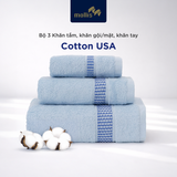  Bộ 3 Khăn Mollis Cotton Gồm 1 Khăn Tắm B847 và 1 Khăn Gội/Mặt FC03 và 1 Khăn Tay HM58 Cao Cấp Mềm Mịn Thấm Hút PC45 