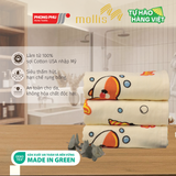  Khăn Tắm, Khăn Gội/Mặt, Khăn Tay trẻ em cao cấp Mollis 100% Cotton USA thấm hút, mềm mại, mịn màng, in hình động vật dễ thương cho bé 