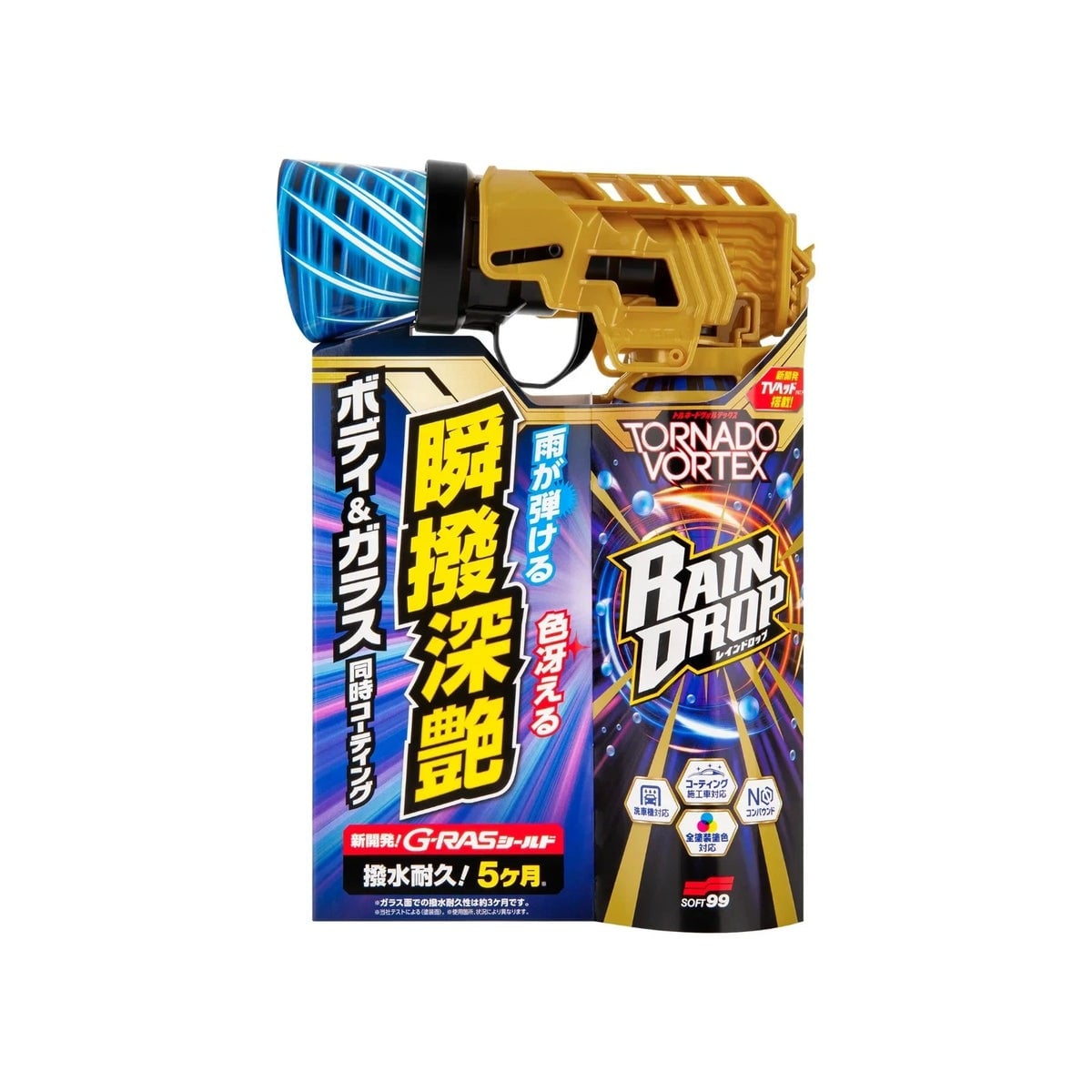  Chai xịt phủ nhanh toàn thân xe: sơn, kính, nhựa, chrome Soft99 Rain Drop Tornado Vortex W-536 300ml 