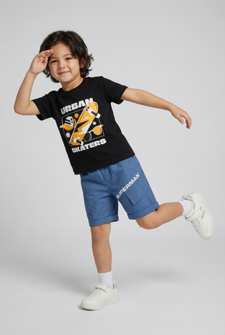 Quần short kaki lưng chun siêu nhân Superman DC bé trai Rabity 130.004
