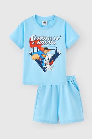 Đồ bộ thun tay ngắn siêu nhân Superman DC bé trai Rabity 160.004