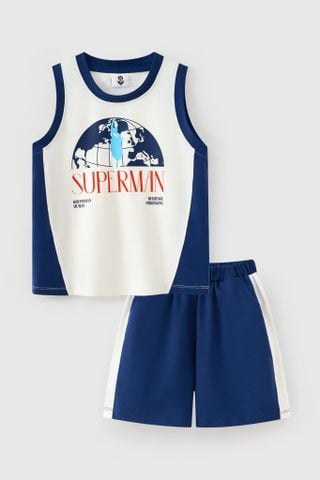 Đồ bộ thun sát nách siêu nhân Superman DC bé trai Rabity 167.002
