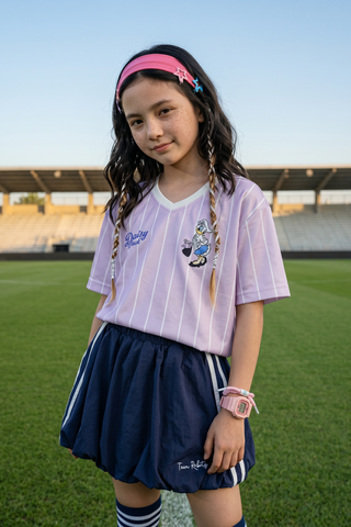 [Disney | Mickey & Friends Sports] Áo thun ngắn tay kẻ sọc bé gái 500.137