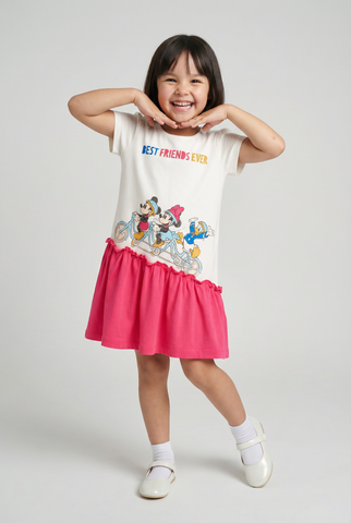 Đầm váy thun ngắn tay Minnie Disney bé gái Rabity 550.094