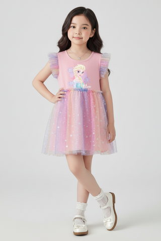 [Độc quyền online] Đầm váy voan Elsa ngắn tay bé gái Rabity 550.117