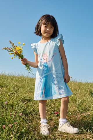 Đầm thun ngắn tay bé gái Elsa Disney Rabity 550.127