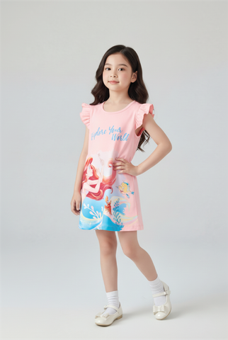 [Độc quyền Online] Đầm thun Nàng tiên cá Ariel ngắn tay bé gái Rabity 550.901