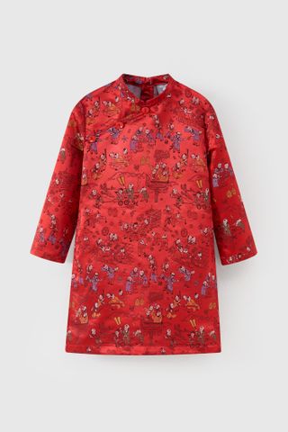 Áo dài gấm cách tân thêu hình dân gian bé trai Rabity 916.021 - Áo dài Đại Phúc