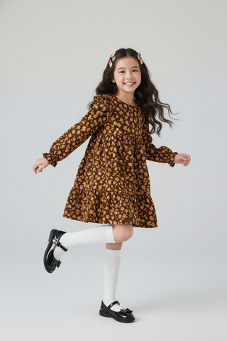 Đầm váy nhung dài tay bé gái Rabity 92771