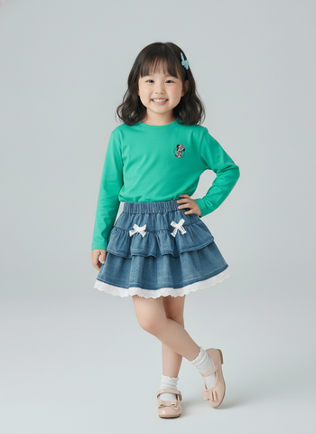 Áo thun cổ 3 phân dài tay bé gái Rabity 92838