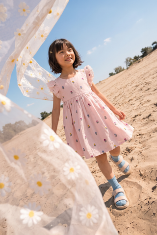 Đầm thô ngắn tay bé gái Rabity 950.138