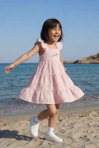 Đầm thô ngắn tay bé gái Rabity 950.151