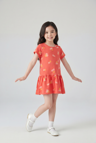 Đầm thun ngắn tay bé gái Rabity 950.160