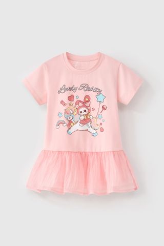 Đầm thun ngắn tay bé gái Rabity 950.109