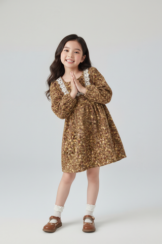 Đầm váy nhung dài tay bé gái Rabity 951.002