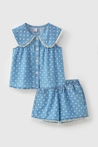 Bộ ngắn tay jean bé gái Rabity 959.002