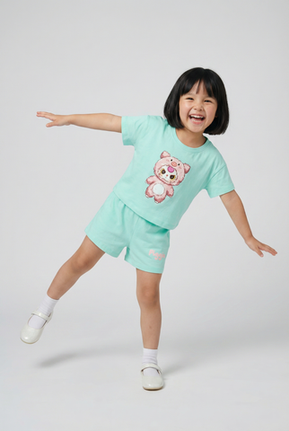Đồ bộ thun tay ngắn thỏ bông Baby Three bé gái Rabity 960.040
