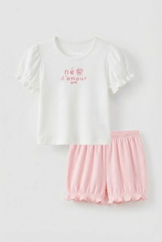 Bộ thun ngắn tay Premium Petit bé gái Rabity 960.115