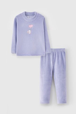 Bộ nỉ dài tay bé gái Rabity 966.006